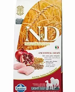 N&D LG DOG Light M/L Chicken&Pomegranate 12kg