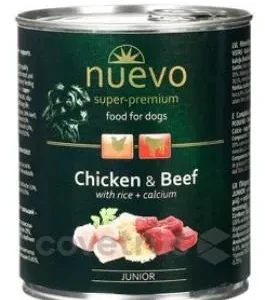 Nuevo pes junior kuřecí a hovězí konzerva 800g